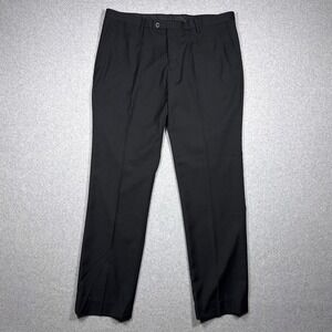 Alberto Cardinali Mens Dress Pants Black Flat Front Trousers ZP75 36x32